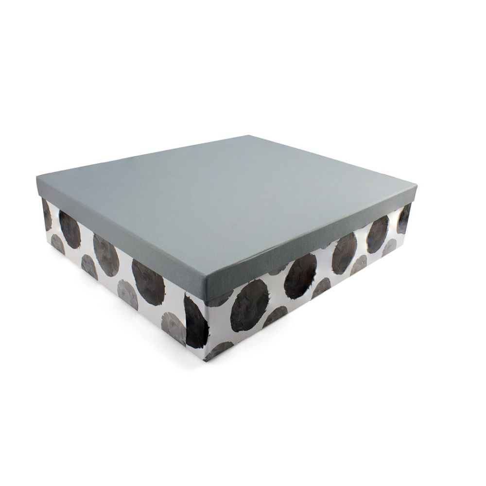 Χειροποίητο Χάρτινο Κουτί, Μαύρο Πουά με Γκρι Καπάκι, 4 διαστάσεις